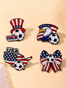 4 chiếc huy hiệu bóng đá World Cup Mỹ, Mexico, Canada, ghim cài áo bằng kim loại hình cờ Mỹ, quà tặng sưu tầm dành cho người hâm mộ. - Nhiều màu - Xem 4