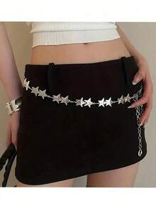 1pc Women's Star Chain Waist Chain, Fashion Versatile JK Skirt Waistband, Pentagram Pants Chain Summer School Fall, Autumn, Halloween - Bạc - Xem 8
