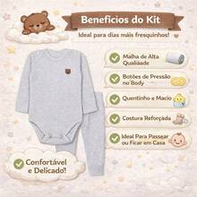6-Piece Baby Boy Set – 3 Long-Sleeved Bodysuits + 3 Ribbed Knit Pants, Boys' Winter Outfit, Sizes Newborn, Small, Medium, Large, And Extra Large, Soft, Comfortable, And Warm Clothing, Ideal For Everyday Wear, Outings, And Baby Layette, Complete, Practical, Durable, And Stylish Look For Babies - 什錦 - 查看 2