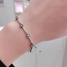 1pc Popular S925 Sterling Silver Cubic Zirconium Snake Bone Bracelet Jewelry, Fashionable Jewelry - 銀色 - 查看 8