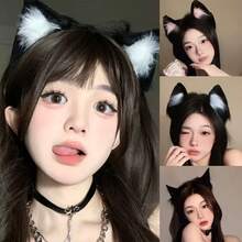 Black Cute Cat Ear Headband, Inspired By Wolf And Fox, Fluffy & Washable, Cosplay Prop, Anime Lover Halloween Gift - Multicolor - View 7