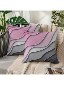 2 piezas Fundas de cojín con estampado geométrico abstracto, lavables a máquina con cierre de cremallera, diseño estampado decorativo, adecuado para decoración del hogar y la oficina (Inserto de cojín no incluido) (Sin bordado) - 2pcs - Ver 11