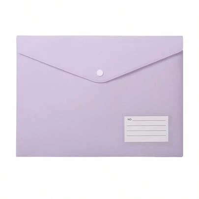 5个马卡龙色按扣文件袋，A4塑料办公文件收纳袋，学生文具袋