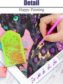 |5D DIY Diamond Painting|Vibrant With Peonies Diamond Art Set, Striking With Emerald Green Eyes, Purple Peonies With Gold Accents, Bold Bohemian Maximalist Wall Art. DIY Diamond Painting Cross Stitch Kits, Diamond Painting For Adults, Make Your Own Wall Art DIY, Enjoy The Fun Of Hands-On, The Best Gift For Friends - No Frame - View 4