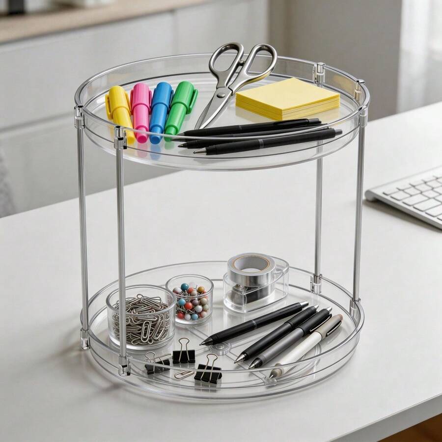 360° Rotating Desktop Organizer Rack For Pens And Office Supplies - Multicolor - View 1