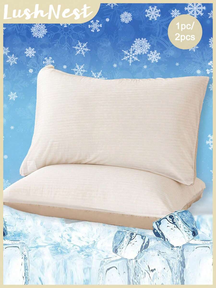 1/2pcs Cooling Textured Pillowcase Set - Includes 1 Or 2 Pillowcases (No Insert), Reversible, Cute Fresh Cottage Style, Lightweight & Breathable, Machine Washable,CoolingPillowcase ,CottageStyle ,BreathableBedding - Multicolor - View 1