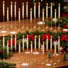 60-Piece Set/30-Piece Set Of Faux Gold Conical Candle Holders, Christmas Candle Holders, Vintage-Modern Decorative Center Candle Holders, Suitable For Dining Tables, Fireplace Mantles, Wedding Occasions, And Housewarming Gifts.Not Included - 電鍍仿金色 - 查看 1