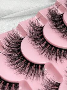 7对蓬松猫眼假睫毛，人造貂毛假睫毛，纤细假睫毛，浓密假睫毛，卷翘假睫毛，3D自然假睫毛，适合节日派对等各种场合。 - 黑色 - 查看 5