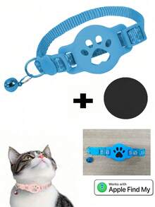 1 pieza Collar reflectante ajustable para gato, collar localizador de mascotas apto para el rastreador Apple Find My, collar reflectante, diseño de estampado animal de 7-9 pulgadas, collar de gato desmontable, no apto para Android - Multicolor - Ver 15