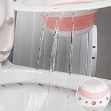 1Pc Collapsible Sitz Bath For Toilet Seat Over The Toilet Perineal Soaking Basin With Drainage Holes For Postpartum Care And Elderly Daily Hygiene Essentials - Pink - View 9