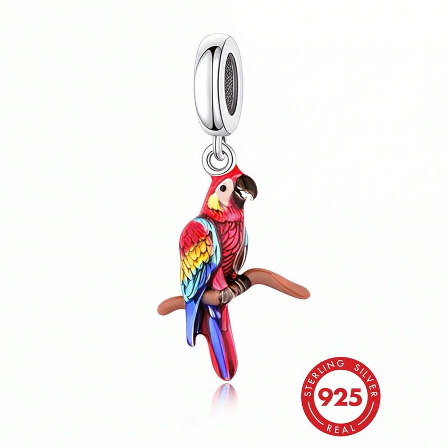 1 pieza Colgante de loro de plata de ley 925, joyería decorativa de estilo tropical DIY, regalo unisex - Plateado - Ver 1