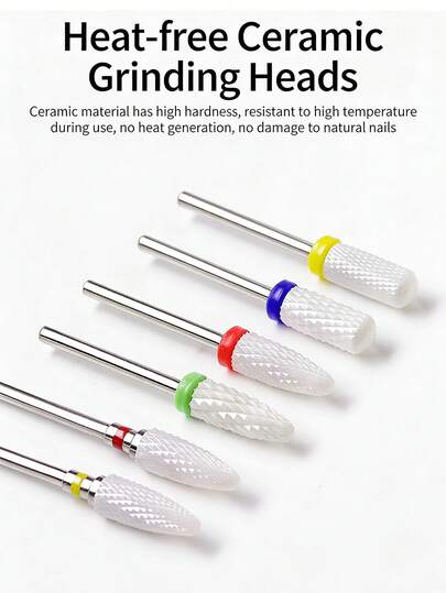 1pc Ceramic Nail Grinding Head, Bullet-Shaped Nail Grinder Replacement Head, Specialized Tool For Nail Care & Cuticle Removal