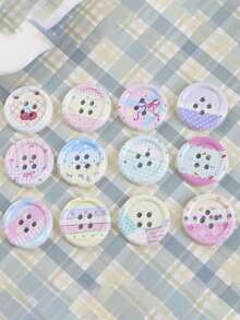 6/12pcs Colorful Striped Buttons, DIY Craft Materials For Clothing, Shoes, Socks, Suitable For Hollow Out Clogs, Hair Clips, Fridge Magnets, Phone Cases And Other DIY Accessories - A - View 10