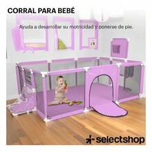 Corral de Bebé con Gimnasio de Juegos | Porterías y Tablero Infantil |  y Divertido para Niños - Gris - Ver 3