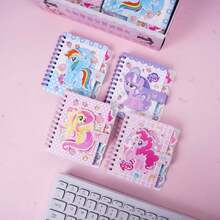2pcs Creative Hook And Loop Spiral Notebook, Cartoon Cute Pony Decor A7 Coil Notebook, Back To School High-Quality Pocket Notebook For Students, Cartoon Cute Pony Classified Spiral Notebook (Random Delivery) - Multicolor - View 4