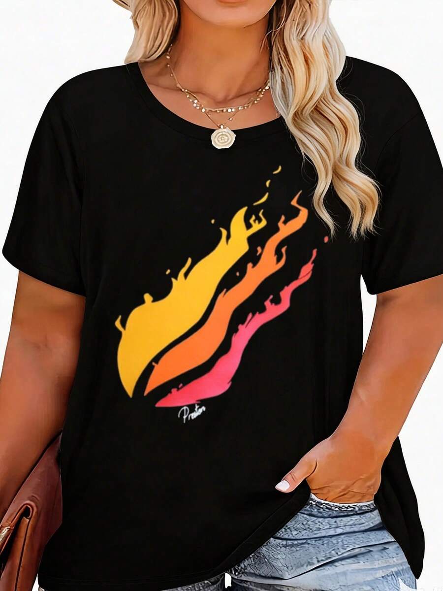 Women's Prestonplayz Graphic T-Shirt, Cotton Casual Short Sleeve Top, Seasonal Fashion Crew Neck Shirt, Statement Minimalist Tee, Cute Anime/Slogan/Band Print Tee, Medium-Stretch Comfortable Fabric, Machine Washable - Versatile For Everyday, Sport, Or Special Occasions - màu đen - Xem 1