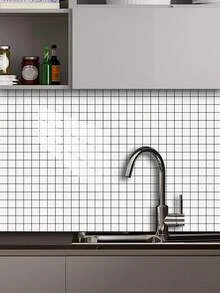 10pcs Self-Adhesive Removable Black Obsidian Glossy Square Wall Stickers, Waterproof, Oil-Resistant, Heat-Resistant Glossy Square Crystal Laminated Craftsmanship, Seamless Kitchen Wall Tile Gap Filler, Aging Renovation, Minimalist High-End Home Decor, No Drilling Hole Trace Installation, Creative Kitchen Remodeling, Cool Home Decor, Holiday Gift - Black - View 20