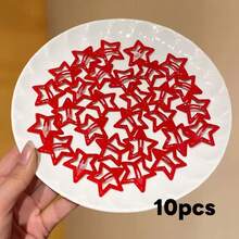 30个/50个/100个 Y2K风格金属五角星发夹，红色五角星BB夹，新年红星发夹，适合女孩和学生，夏季、假期、旅行 - 紅色 - 查看 12