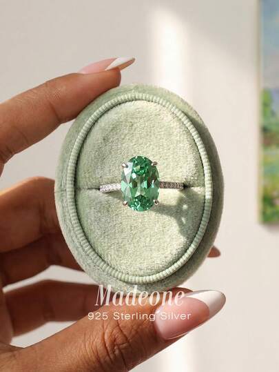 MADEONE خاتم فضة إسترليني عيار 925 بشكل بيضة فاخر مرصع بالماس، مناسب للتناسق اليومي للنساء، هدية خطوبة، زينة كروية، هدية للحبيبة