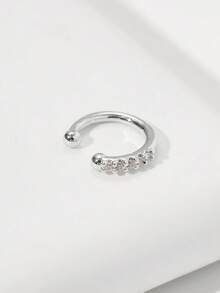 1 chiếc khuyên mũi giả phong cách Bohemian, màu bạc đính đá Cubic Zirconia, không cần xỏ lỗ mũi, phụ kiện thời trang hip-hop. - Bạc - Xem 2