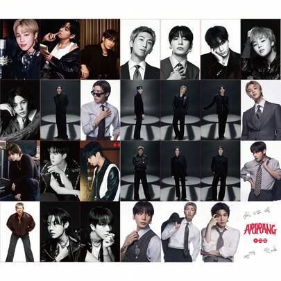 2026 BT//S [ARIRANG] <SWIM> <BODY TO BODY>Album HD Double‑Sided Laser Holographic Photocard Collection Gift,RM Jin J-Hope Jimin V Wearing A Suit Series. 2026 ARIRANG Album HD Double-Sided Laser Photocard Gift For ARMY Collection,With Personal Exclusive Color Pendant, Suitable For Clothing, Bags, Car Keys, Etc., Creative And Cute Party Decorations, Very Suitable For Christmas, Valentine's Day, Birthday Gifts, Etc