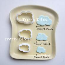 3pcs/Set Cloud Shaped Cookie Cutter Plastic Cake Mold Biscuit Stamp Fondant Sugarcraft Mold Kitchen Baking Decorating Tools - White - View 7