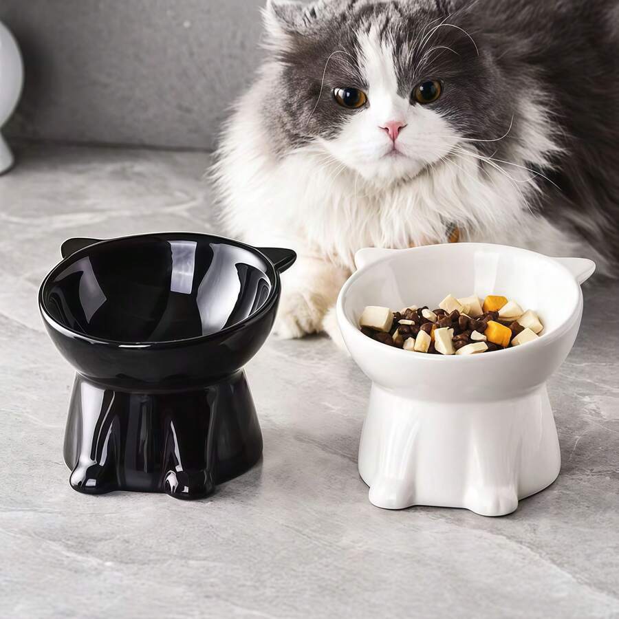 宠物猫狗颈部保护喂食碗，高脚猫狗食物碗，宠物饮水碗，UFO造型宠物碗，旨在保护颈部和脊椎，防滑宽底座，耐用塑料材质，适用于猫和小型犬，适用于干湿食物，实用宠物礼品。