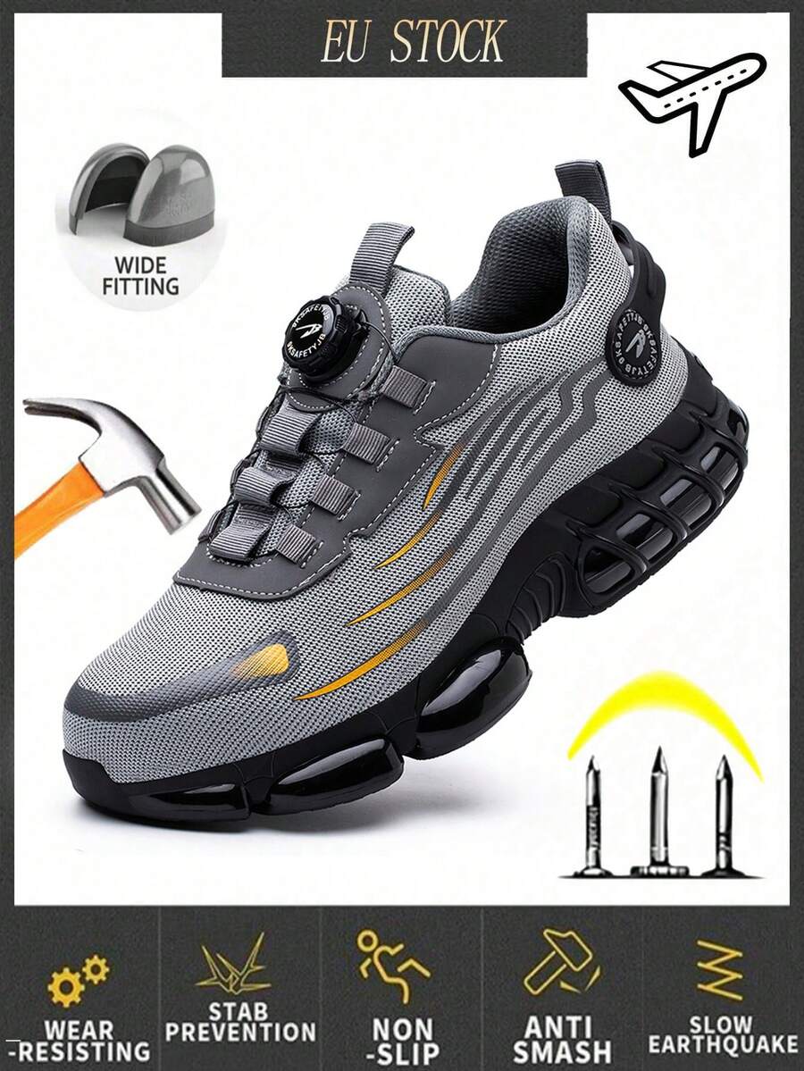 Men's Steel Toe Work Shoes | Lightweight & Breathable, Impact & Puncture Resistant, Twist Lock Design, Suitable For Construction & Warehouse