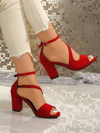 Giày sandal cao gót dáng rộng cho nữ, giày bít mũi đế dày, giày casual, giày dự tiệc đa năng cỡ lớn.