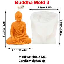 Zhonghui Mold 3D佛像硅胶蜡烛模具，DIY冥想佛像模具，适用于蜡烛、肥皂、树脂、石膏等DIY，禅意家居装饰工艺模具 - 佛 - 查看 10