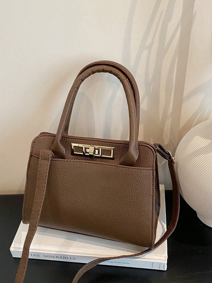 Túi xách nữ năm 2023, túi tote công sở thanh lịch với họa tiết vân vải, túi đeo vai và đeo chéo thời trang đa năng.