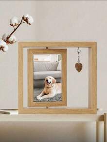 6-Inch Dual-Sided Rotating Wooden Photo Frame - Modern Minimalist Design With Heart-Shaped Pendant, Multifunctional Desktop Decor Suitable For Home, Office And Holiday Gifts - 7 Inches - View 5