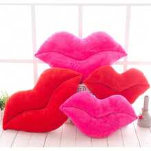 Lips Shaped Pillows Solid Color Cute Soft Fashion Plush Sofa Cushions Home Decoration - Hot Pink - View 4