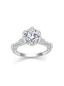 Nhẫn bạc 925 đính đá Moissanite 2.0CT, thích hợp làm quà cầu hôn, kỷ niệm, quà Valentine cho người yêu, thiết kế tối giản, đa năng, phù hợp đeo hàng ngày. - trắng - Xem 14