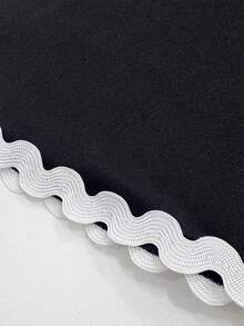 4-8岁女童黑色无袖连衣裙 | 白色荷叶边蕾丝A字连衣裙，甜美公主风，适合日常穿着 - 黑色 - 查看 5