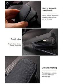 1pc Car Sun Visor Glasses Clip, Non-Slip PU Material Glasses Storage Clip, Magnetic Leather Fashion Glasses Clip, Glasses Hook Clip, Car Interior Sun Visor Accessory, Car Glasses Frame, Glasses Storage Holder, Car Accessories, Sunshade Travel Essential/Holiday Essential/Travel Essentials/Travel/Car Accessories - Multicolor - View 3