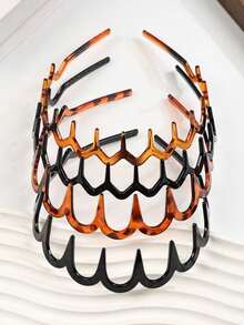 4pcs/2pcs/1pc, Wavy Toothed Headband, Wide Version Leopard Print Simple Non-Slip Headband For Women And Men Skincare Hair Accessory, Hairband, Hair Hoop, Zig Zag Headband Headbands, Head Piece, Beauty Home Hair Accessories Hair Band Diadema,Travel,Birthday - Multicolor - View 1
