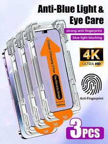 Yezodawee 17/16/15/14/13/12/11/XS Max/XR 系列防藍光護眼鋼化玻璃螢幕保護貼，附自動安裝套件，9H 硬度、防刮、防指紋，相容手機殼，全螢幕覆蓋，相容動態島 - 無色 - 查看 21
