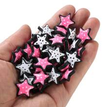 10 piezas de cuentas acrílicas con lunares, blancas y rosas con contorno negro con forma de corazón/estrella con estilo de dibujos animados, adecuadas para hacer joyas DIY como pulseras, collares, bolígrafos, colgantes de teléfono, llaveros, accesorios de bolso y proyectos artesanales - Multicolor - Ver 7