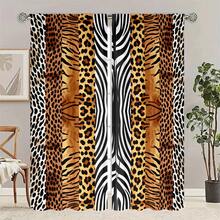 2 piezas Cortinas de dormitorio con estampado de leopardo, tigre y cebra en patchwork semitransparente, diseño de bolsillo para barra sin taladro, colgado con bolsillo para barra, estilo de lujo ligero para cortinas de sala de estar, cortinas de cocina, adecuado para decoración del hogar, decoración de habitación, decoración de casa, material de poliéster, lavable a máquina y a mano - 2pcs - Ver 12