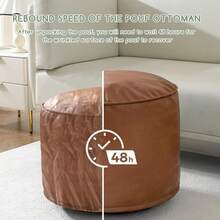 Puf redondo de relleno otomano, pufs de piel sintetica con relleno de trozos de espuma, puf peludo y esponjoso, otomano de almacenamiento, 20 x 15 pufs de piso para sala de estar, color cafe - 508 cm 20 pulgadas 9M - Ver 1
