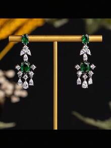 1 Đôi bông tai nữ thời trang dáng dài, thiết kế tua rua + dây tua rua + bóng bẩy, quà tặng ngày lễ, phụ kiện sang trọng thanh lịch cho tiệc cưới, quà tặng cho quý cô. - bông tai - Xem 6