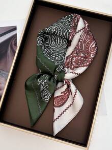 1 chiếc khăn bandana in họa tiết hình học dành cho nữ, băng đô lụa, khăn quàng cổ, thích hợp sử dụng hàng ngày. - Nhiều màu - Xem 3