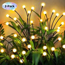 2/4-Piece Solar-Powered Firefly String Lights,8 Lights, IP65 Waterproof Rating, Solar Decorative Lighting For Patios And Yards, Outdoor Garden Path Lights,Made Of Weather-Resistant Plastic, Easy To Install (Mounting Accessories Included) - 暖白光 - 查看 11