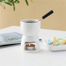 Fashion Creative Mini White Ceramic Hot Pot With Fruit Forks, Ice Cream Hot Pot, Light Luxury Chocolate & Cheese Fondue - View 5