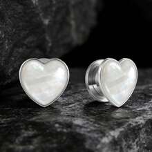 2件装时尚心形耳廓耳洞耳塞身体饰品优雅耳扩穿耳洞扩张器女士礼物 - 愛心 - 查看 20