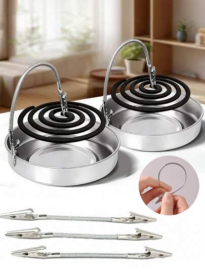 1个便携式蚊香支架，多功能双头鳄鱼夹，柔性金属软管支架，高度可调节，适用于户外泳池、露台、露营、野餐等场合，可用作蚊香支架、香薰支架、卡片夹和固定装置。