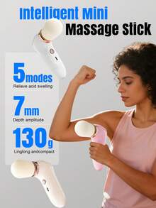 Mini Massage Gun, Deep Tissue Percussion Muscle Massager For Back Pain Relief, Portable Travel Size, Quiet Vibrotor, 800mAh, With Facial Mode, Single Head Pulse, 5 Vibration Intensity Levels, Long Battery Life, Ultra-Lightweight Rechargeable Vibration Device, Promotes Active Recovery, Designed For Women - Multicolor - View 4