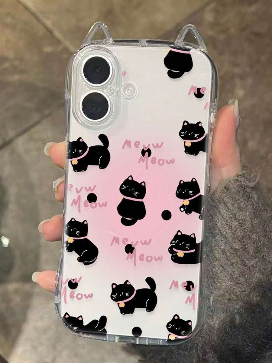 1 chiếc ốp lưng điện thoại tai mèo Hachimaki màu hồng nhuộm tie-dye, tương thích với Apple X-17PM - Bột pha trộn - Xem 1