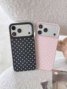 2 件装黑白波点图案纯色大孔皮革防震手机壳，TPU 材质，适合作为节日礼物，兼容苹果 Xs/Xsmax/Xr/11/12/13/14/15/16pro/Promax/14/15/16plus/17，男女通用 - 彩色 - 查看 25